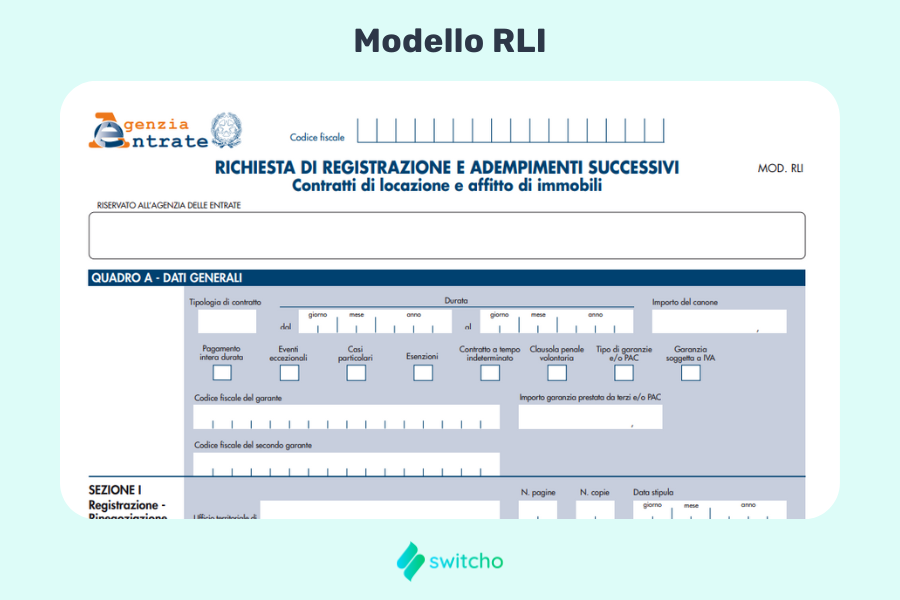 Agenzia delle Entrate: Modello RLI